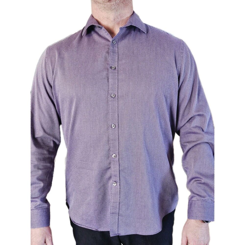 Michael Kors Men XL Purple Button Down Shirt Slim Fit Long Sleeve